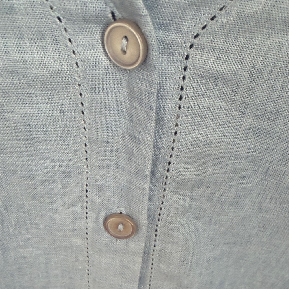NWT LINEN BLEND Studio Works Blue Button Shirt 22W Coastal Grandmother Breezy - Picture 7 of 15
